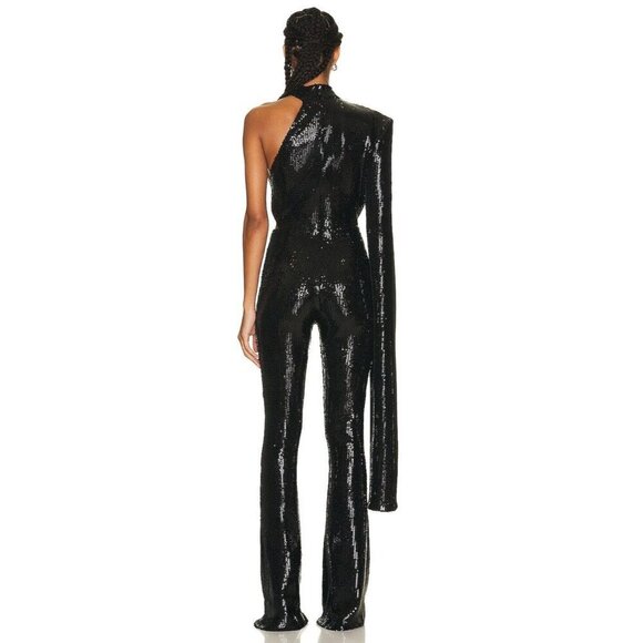 David Koma Asymmetric Bra Sequin Jumpsuit in Black 6 New Womens Dressy Outfit - Picture 2 of 12